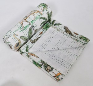 Indian Kantha <b>Quilt</b> Zebra Animal Print Kantha Bedcover <b>Throw</b> Cotton Blanket Gudari Twin/Queen/King Size Kantha <b>Quilt</b>, Bedspread - Product Image 5