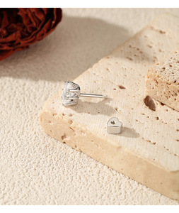 Minimalism S925 Sterling Silver Radiant Cut Moissanite Helix <b>Earrings</b> Crown Heart Screw Stud <b>Earrings</b> for Women <b>Fine</b> Jewelry - Product Image 4
