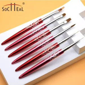 Juego de pinceles Nail Art con mango de Metal y Diamante rojo, Gel de nailon de alta calidad, delineador UV, pintura 3D acrílica, novedad de <span class=keywords><strong>2022</strong></span> - Product Image 3