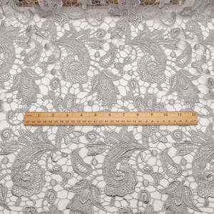 Encaje perro plata poliéster guipur vestido bordado tela de encaje por yarda - Product Image 6