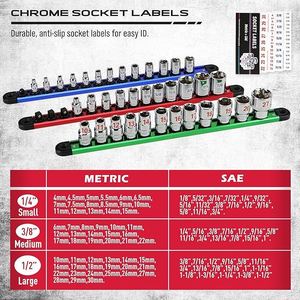 Magnetic Socket Holder Organizer <b>Set</b>: 6-Piece Detachable 1/4, 3/8, 1/2 Socket Trays Socket Organizer for <b>Tool</b> <b>Box</b> Drawer Holds - Product Image 5