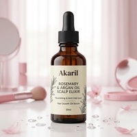 Akaril 50ml Formule Naturelle Elixir Nourrissant pour le Cuir Chevelu Huile de Romarin et d'Argan Soin Capillaire Traitement Anti-Chute Sérum Huile de Croissance Capillaire