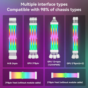 ARGB 2*8Pin LED Strip Line <strong>Desktop</strong> Gaming PC <strong>Computer</strong> Cable PSU Extension Cord Flexible Braided Cord for GPU Custom PC <strong>Build</strong> - Product Image 5