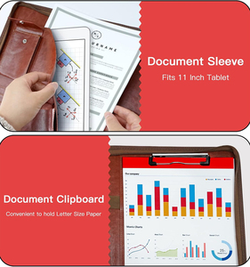 Haoran biểu tượng tùy chỉnh A4 da danh mục đầu tư tổ chức dây kéo padfolio văn phòng văn phòng phẩm A4 tài liệu chủ Manila thư mục Túi - Product Image 3