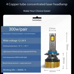 EURS Nouveau 300W Quatre Tube de Cuivre Haute Puissance LED H4 Phare H1 H7 H11 9005 12V 24V Phare Usine Approvisionnement Direct Vente Ampoules de Voiture - Product Image 4