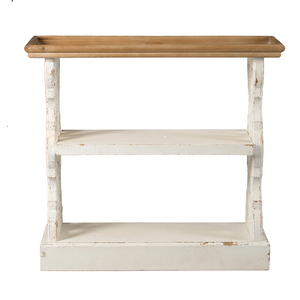 Mesa Consola Estilo Rústico Francés con Bandeja de Madera Natural y Acabado Desgastado Blanco, 35.5 x 14 x 32 - Product Image 2