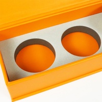 Boîte cadeau cosmétique élégante orange avec logo personnalisé, en carton rigide, écologique, biodégradable, gaufrage, masque capillaire, éponge