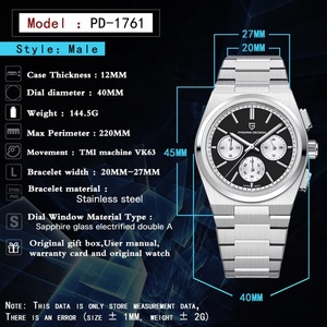 Montres pour hommes PAGANI DESIGN PD-1761, montres à quartz pour affaires, montres VK63 pour hommes, montre de luxe de marque haut de gamme, montre chronographe pour hommes - Product Image 2