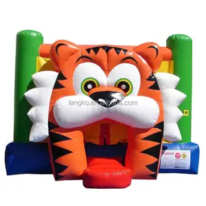 Hete Verkoop Tijger Lucht Jumper Springkasteel Pvc Zeildoek Opblaasbare Dieren Bos Thema Bounce Huis Voor Feest