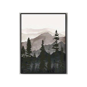 Impression d'art minimaliste moderne, peinture de montagnes, paysage de forêt gris nordique, triptyque, affiche pour la décoration d'hôtel et d'appartement - Product Image 3