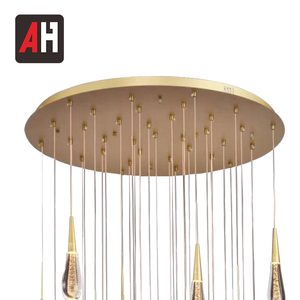 Lustre moderne fait main en cristal doré, luminaire multi-têtes pour salon, escalier, hôtel, éclairage design - Product Image 4