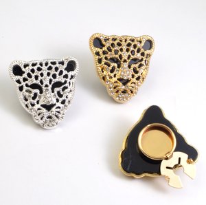 Gemelos para camisa con cabeza <span class=keywords><strong>de</strong></span> leopardo y diamantes <span class=keywords><strong>de</strong></span> imitación, cubrebotones decorativos con diamantes <span class=keywords><strong>de</strong></span> imitación para cuello <span class=keywords><strong>de</strong></span> flor - Product Image 2