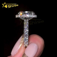 Bagues de mariage/fiançailles de luxe en or véritable 10K 14K avec diamants de laboratoire CVD/HPHT personnalisés et moissanite en pavé demi-bague