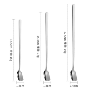 Cuchara para hielo DFS1114 personalizada de acero inoxidable SUS304, SS430, SS410 opcional, mango largo, disponible en 13 cm, 15 cm y 17 cm. - Product Image 1
