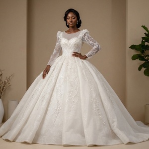 Vestido de novia de manga larga Encaje brillante Lentejuelas Vestidos de novia <span class=keywords><strong>Capilla</strong></span> Lsbh44 - Product Image 1