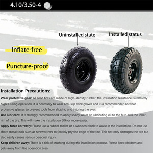 Roue <span class=keywords><strong>de</strong></span> brouette en mousse PU solide résistante à l'usure 4.10/3.50-4 pour chariot <span class=keywords><strong>de</strong></span> jardin - Product Image 5