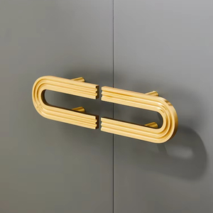 Poignées de meubles en laiton massif satiné au design moderne, boutons de porte, poignées de tiroir pour armoires de cuisine, ensemble de poignées en T en cuivre pur - Product Image 6