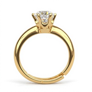 Round Diamond Solitaire <b>Adjustable</b> <b>Ring</b> 18K 14K Gold Plated Open <b>Adjustable</b> Band Engagement <b>Rings</b> Women Fine Jewelry Gift - Product Image 2
