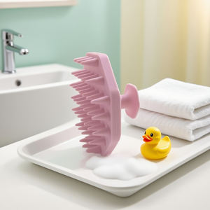 Brosse à <span class=keywords><strong>shampoing</strong></span> douce en silicone pour bébé-Épurateur doux pour le <span class=keywords><strong>cuir</strong></span> <span class=keywords><strong>chevelu</strong></span> pour un nettoyage indolore et un traitement du capuchon du berceau - Product Image 5