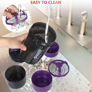 Botol Minum <span class=keywords><strong>Protein</strong></span> Powder Gym Fitness Klasik 500ml dengan Logo Kustom, Kompartemen Spider, dan Bola Pengaduk Pil - Product Image 4