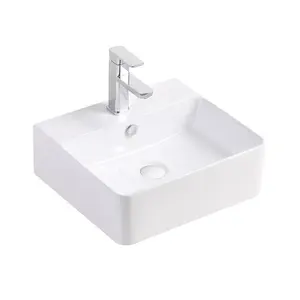 Articles sanitaires de luxe dessus de table lavabo de salle de bain blanc avec matériau en céramique