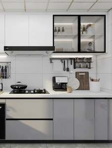 Meubles de cuisine modernes et minimalistes sur mesure, armoire multifonctionnelle, îlot de cuisine, style français, matériau de la carcasse en panneau mélaminé - Product Image 3