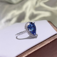 Bagues de mode personnalisées pour femmes, bague de fiançailles et de mariage en moissanite bleue, bague de luxe en argent sterling 925