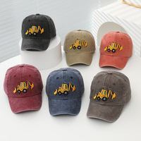 Nouvelle casquette de baseball rétro unisexe pour enfants printemps/automne à 6 panneaux avec patch de dessin animé excavateur en tissu coton et boucle en cuivre argenté