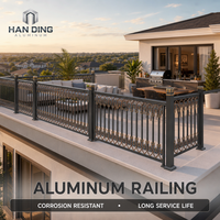 Système de balustrade en aluminium écologique résistant aux UV, alliage 6063, thermolaqué, avec balustrade en verre pour villa