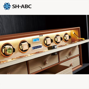 スマート電子式腕時計ワインダー 高級3層レザー引き出しシステム ウォークインクローゼット用 ジュエリー収納付き - Product Image 2