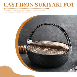 Olla Japonesa Antiadherente Shouki, Sartén de Hierro Fundido <span class=keywords><strong>para</strong></span> Sukiyaki, Olla de Hierro <span class=keywords><strong>para</strong></span> Shabu Shabu, Nabe, Yosenabe, Olla <span class=keywords><strong>para</strong></span> Calentar Comida al Aire Libre - Product Image 1