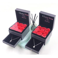 Boîtes cadeaux à tiroirs en papier pour fête des mères, ensembles de colliers d'emballage de Roses pour maman