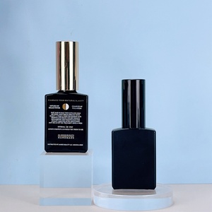 ขวดสเปรย์แก้วทรงสี่เหลี่ยมแบนสีดำด้านหรูหรา ขนาด 15 มล. 30 มล. 50 มล. สำหรับบรรจุเซรั่ม น้ำมันหอมระเหย น้ำหอม ขายส่ง - Product Image 1
