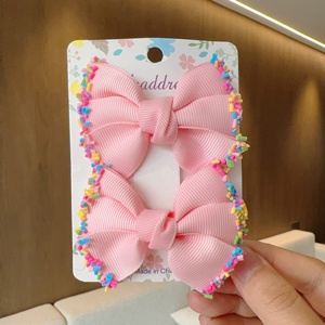 Big Double Stacked Hair <b>Bows</b> <b>Clips</b> Candy Solid Layered Hairbow Handmade Grosgrain Ribbon Hairclips Girls Hair Accessories - Product Image 2
