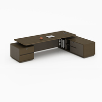 Bureau de direction contemporain avec éclairage LED intégré, table de patron pour bureau de PDG