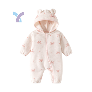 Tutina in pile reversibile autunno/inverno per neonata con cappuccio e fiocco - <span class=keywords><strong>Body</strong></span> caldo e morbido per bambine - Product Image 1