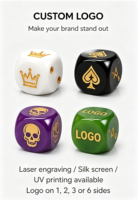 Jeu de dés professionnels Smoky Pips D6 en résine sans bulles, 14 mm, 16 mm, 18 mm, avec logo gravé