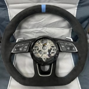 Volant sport haut de gamme en cuir véritable et fibre de carbone, nouveau style Pro pour <span class=keywords><strong>AUDI</strong></span> RS7 RS3 RS4 RS5 <span class=keywords><strong>RS6</strong></span> S8 Q3 Q5 A4 A5 - Product Image 3