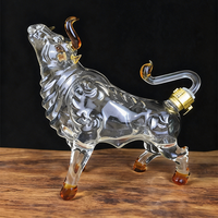 Bouteille en verre borosilicate de luxe de 1000 ml, motif unique de talon haut animal, design carré, pour tequila, vodka, brandy, diffuseur