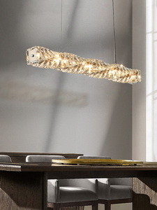 Lámpara Colgante LED de Cristal Dorado y Acero Inoxidable con Altura Ajustable para Sala de Estar, 5000K, Control Remoto, Regulable - Product Image 4