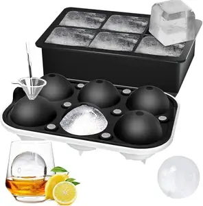 Grand fabricant de boules <span class=keywords><strong>Macallan</strong></span> pour le vin et le whisky Réutilisable Grand bac à glaçons en silicone 6 ronds Moule à grille pour congélateur - Product Image 1