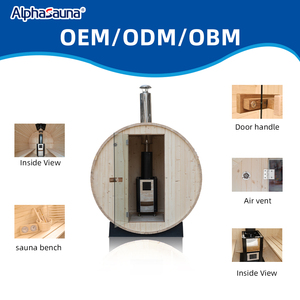 <span class=keywords><strong>Sauna</strong></span> sec extérieur pour 1 personne avec conteneur en <span class=keywords><strong>bois</strong></span> massif et poêle à <span class=keywords><strong>bois</strong></span> pour usage en villa - Product Image 5