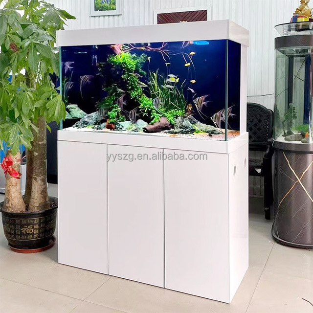 Factory Smart Ecological Large Fish Tank 4-Door Cabinet Ultra Clear Glass Aquarium LED Light 300L-1500L Capacity for Living Room
