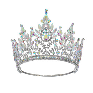Corona de Cristal Grande en Forma de Lágrima, Tiara de Pedrería Multicolor, Accesorio para Novia, Boda o Fiesta - Product Image 3