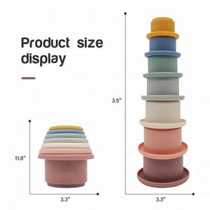 Blocs empilables et imbriqués en silicone sans BPA, jouet éducatif précoce pour le développement intellectuel, pour finir les tâches - Product Image 2