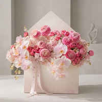 Boîte à fleurs en carton pliable de luxe personnalisée, robuste, pour l'emballage d'arrangements floraux, sac d'emballage pour mariage, anniversaire, décoration de fête
