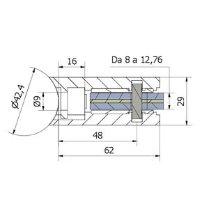 Système de mesure de crochet de 8 à 304 pouces Sku C110138-Heavy Duty acier inoxydable AISI 12.76 Satin Horizontal 45x62 pinces à verre - Product Image 2