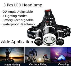 קל נטענת 4 מצבי תאורה headlamp עם 90 זווית מתכווננת 18650 פנס עבור בחוץ לילה דיג