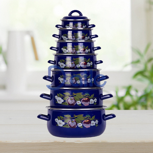 Ensemble de <span class=keywords><strong>casseroles</strong></span> de camping en fonte émaillée couleur personnalisée, batterie de cuisine, compatible lave-vaisselle et cuisinières à gaz et à <span class=keywords><strong>induction</strong></span> - Product Image 2