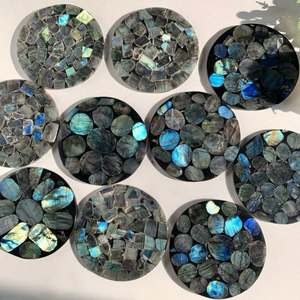 Sous-verres en labradorite naturelle en gros, forme ronde, artisanat en cristal, technique de polissage pour la décoration intérieure Feng Shui - Product Image 6